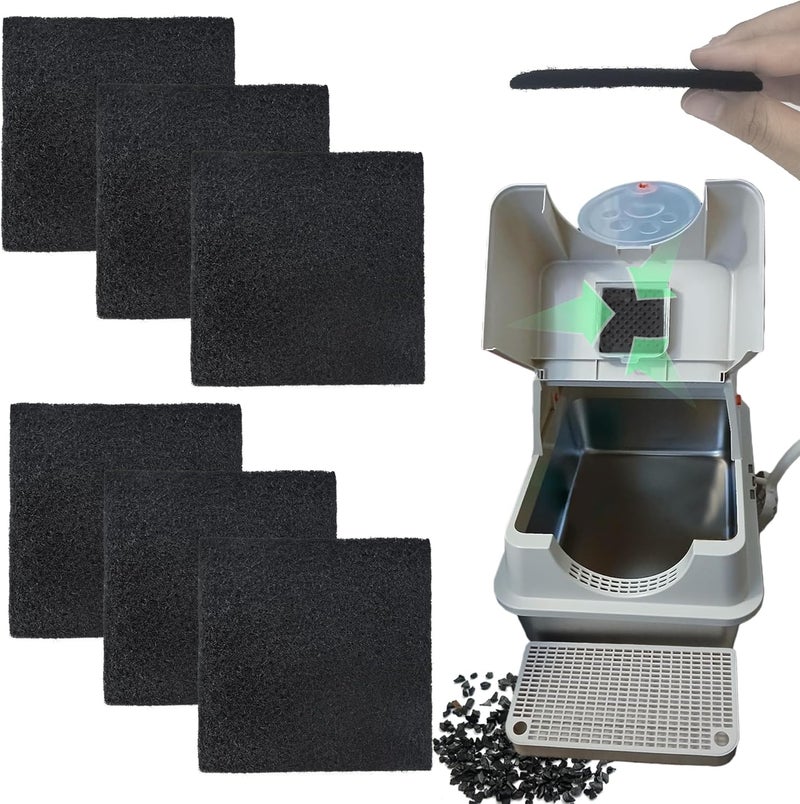 NEWKEY 6 Pack Activated Carbon Replacement Filters for HAPAW Stainless Steel Litter Box with Lid, Activated Charcoal Filters Compatible with SZEE XL Stainless Steel Litter Box - Image 1